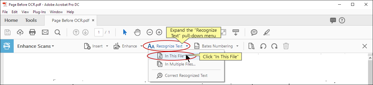 Select a PDF document to be processed